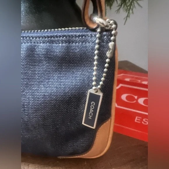 Coach Denim and Tan 3pc. Set Shoulder Bag Plus Matching Wristlet And Coach dusty - Picture 8 of 16